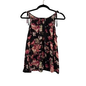 Joie Jilette Long Sleeve Floral Print Silk Cold Shoulder Top in Cavier, XXS